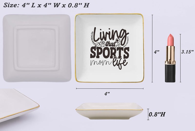 NZY Mother's Day,Birthday,New Year,Christmas Gifts for Sports Mom-Ceramic Jewelry Tray Trinket Holder Ring Dish-Exercise Women Gift-Mommy Life-Mother Present from Daughter Son-Living That Sports Mom Life - Image 5