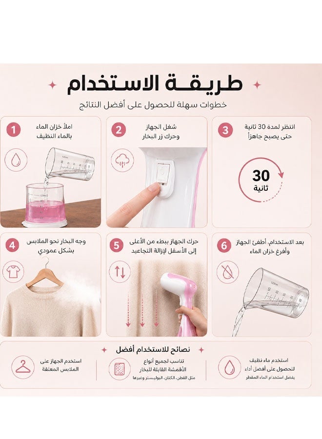 TOSCANA U Garment Steamer Iron,High-Power Handheld Garment Steamer Clothes Steamer Portable Steam Iron 35s Fast Heat-up Ironing Wrinkle Remover -1500W 300ML - Image 3