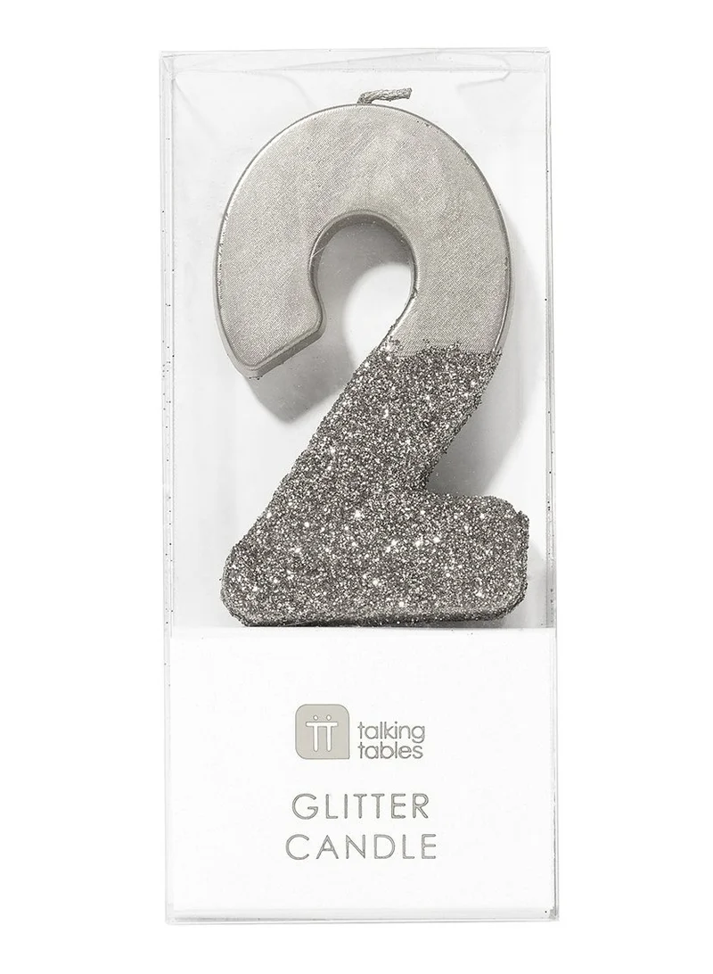 توكينج تيبلز Silver Glitter Number Candle - 2