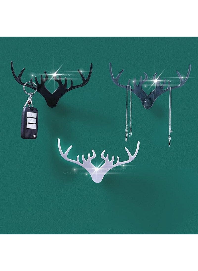 Sweetjoy Sweetjoy 4 Pcs Dear Sticker Hook Deer Head Horn Shaped Key Holder Sticker Wall Hook Self Adhesive Plastic Mount Hanger for Keys Hat Coat Scarf in Door Bedroom Bathroom Kitchen  - Image 2