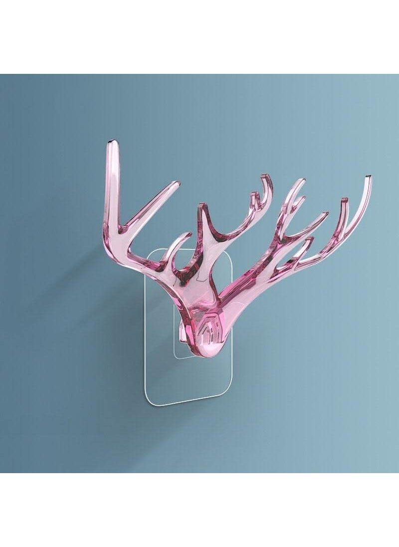 Sweetjoy Sweetjoy 4 Pcs Dear Sticker Hook Deer Head Horn Shaped Key Holder Sticker Wall Hook Self Adhesive Plastic Mount Hanger for Keys Hat Coat Scarf in Door Bedroom Bathroom Kitchen  - Image 5