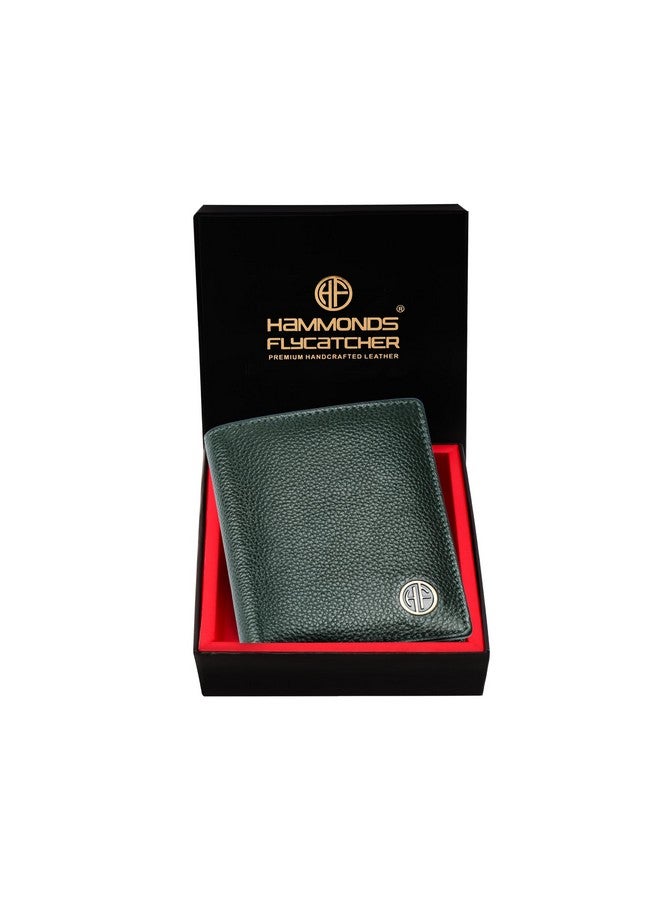 HAMMONDS FLYCATCHER محفظة هاموندز فلاي كاتشر للرجال جلد أصلي، محفظة رجال، محافظ جلدية للرجال أنيقة، محافظ قابلة للطي للرجال، 3 فتحات بطاقات، 2 فتحات هوية، جيب عملات، هدية للرجال - أخضر - Image 1
