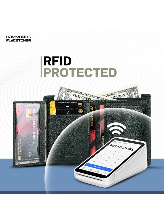 HAMMONDS FLYCATCHER محفظة هاموندز فلاي كاتشر للرجال جلد أصلي، محفظة رجال، محافظ جلدية للرجال أنيقة، محافظ قابلة للطي للرجال، 3 فتحات بطاقات، 2 فتحات هوية، جيب عملات، هدية للرجال - أخضر - Image 3
