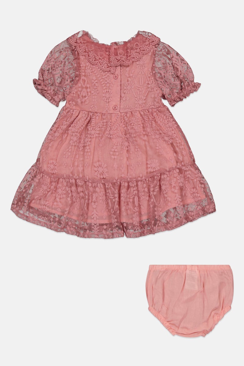 Nanette lepore Toddlers Girl 2Pcs Textured Dress With Panty Set, Mauve - Image 3