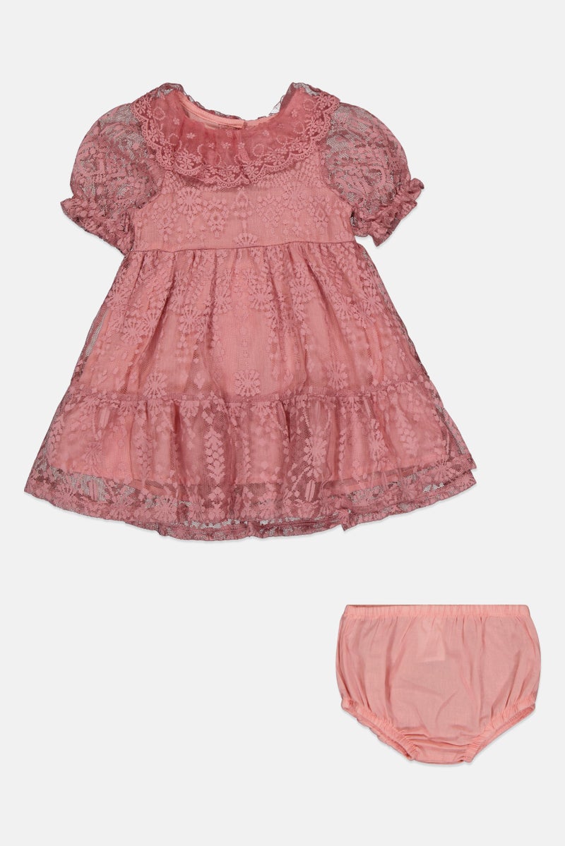 Nanette lepore Toddlers Girl 2Pcs Textured Dress With Panty Set, Mauve - Image 2