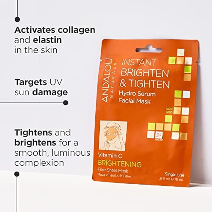 Andalou Naturals Instant Brighten & Tighten Hydro Serum Facial Mask, 0.6 Fluid Ounce - Image 3