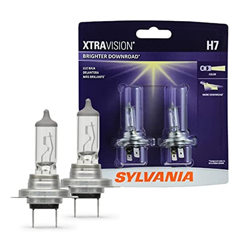مصباح هالوجين عالي الأداء SYLVANIA H7 XtraVision لمصابيح الشعاع العالي والشعاع المنخفض واستبدال مصابيح الضباب يحتوي على 2 مصباح