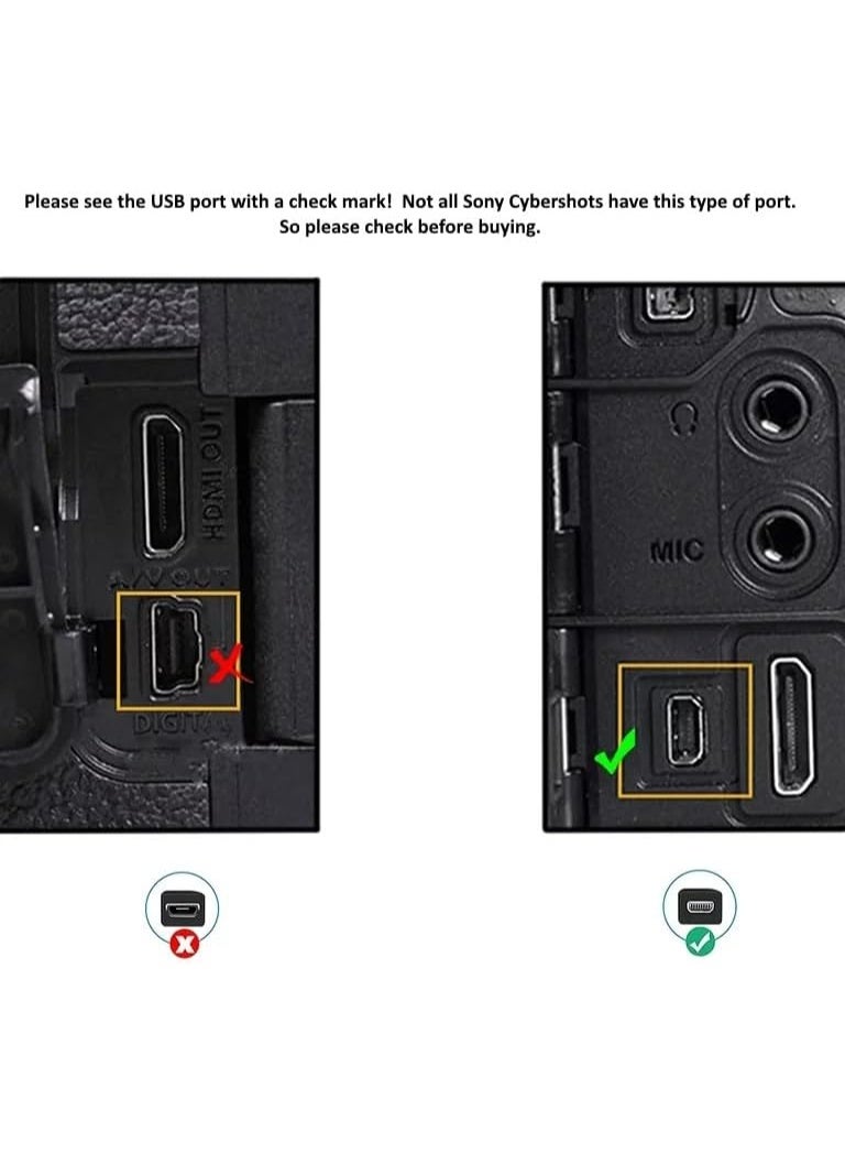 استبدال كابل USB لسوني Cybershot Cyber-Shot DSCH200، DSCH300، DSCW370، DSCW800، DSCW830، DSC-H200، DSC-H300، DSC-W370، DSC-W800، DSC-W830 - Image 3