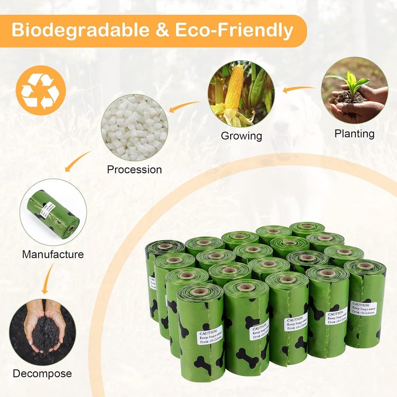 UREVO Biodegradable Disposable Baby Diaper Bags with Trash Bag Dispenser, Green, 300 Count - Image 3