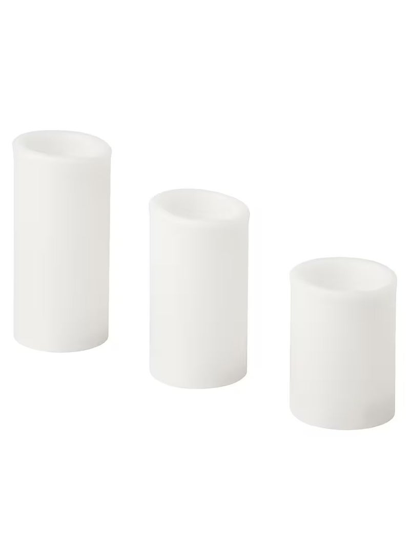 ÄDELLÖVTRÄD LED block candle, set of 3, white/indoor