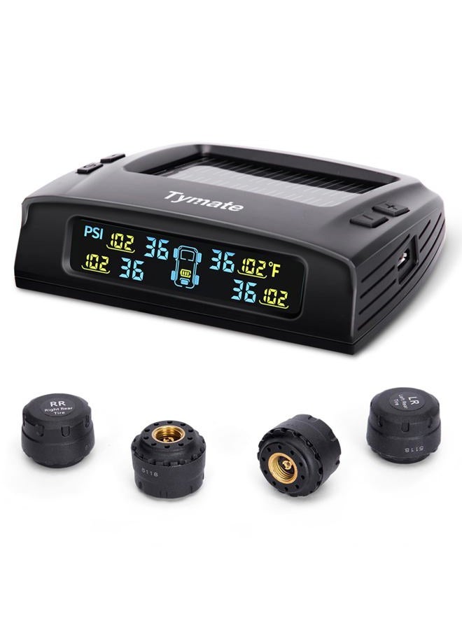Tymate TM2 RV Tire Pressure Monitoring System, Tire Pressure Monitor with Solar Charge, TPMS with 4 Sensors(Max. 10) & 6 Alarm Modes, New Updated w/Color LCD Display, 0-87PSI for RV/Trailer/Truck/SUV - Image 1