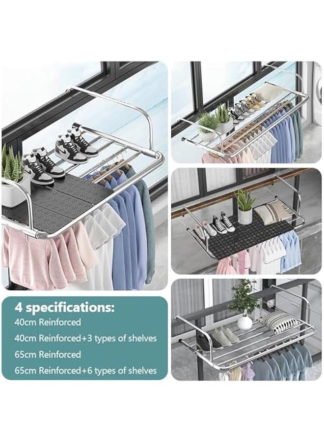 HOOKOR Balcony rack Drying rack,Stainless Steel Folding drying rack on the balcony window sill fence for Laundry Towel with 6 board,25.59（07-4） - Image 3