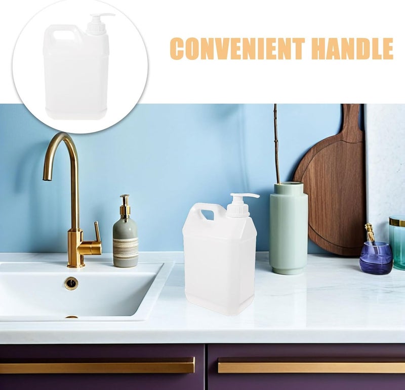 GANAZONO 2pcs 3l Refillable Pump Bottles for Lotion and Body Wash, Plastic Shower Dispensers with Press Pump, Milky White Liquid Soap Containers for Bathroom and Personal Care - Image 3