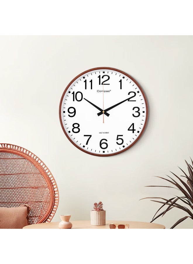 Compas Wall Clock Living Room Simple Quartz Clock Wall Hanging Living Room New Clock 3588a Oak White 35cm - Image 2