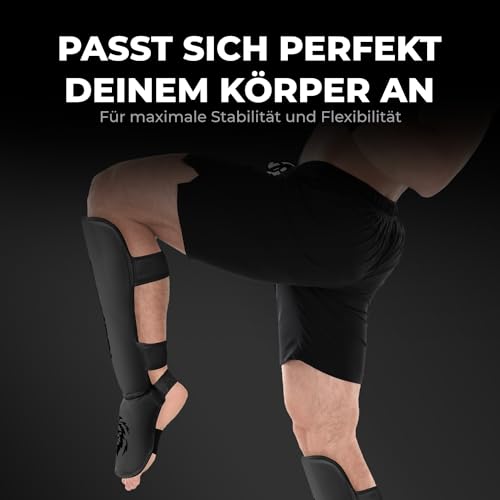 FIGHTR® Shin Guards - with a and Ideal Padding | Thick shin Protection for Kicks in Kickboxing, MMA, Muay Thai and Other Martial Arts - Image 4