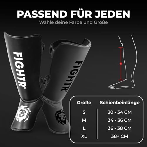 FIGHTR® Shin Guards - with a and Ideal Padding | Thick shin Protection for Kicks in Kickboxing, MMA, Muay Thai and Other Martial Arts - Image 2