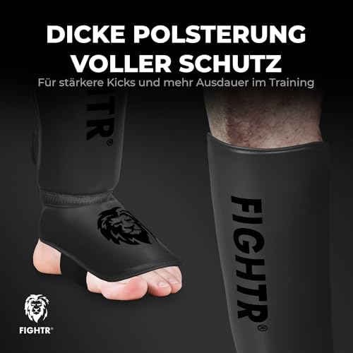 FIGHTR® Shin Guards - with a and Ideal Padding | Thick shin Protection for Kicks in Kickboxing, MMA, Muay Thai and Other Martial Arts - Image 3