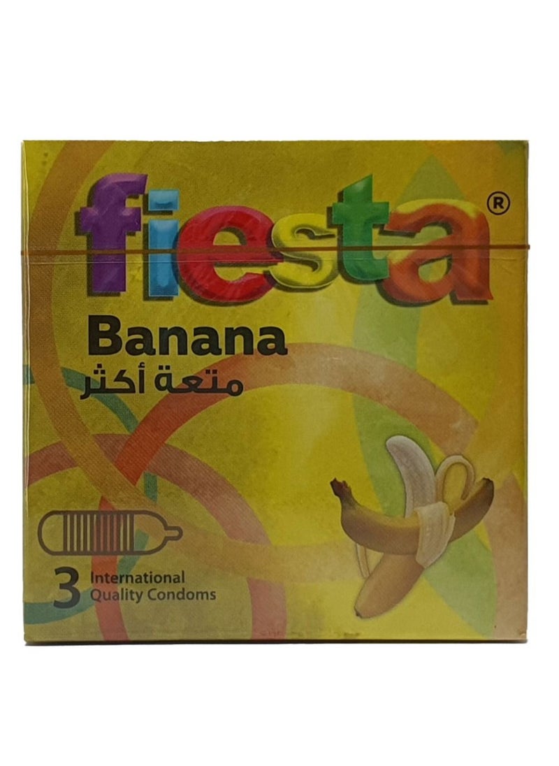 FIESTA - Fiesta Banana - Ribbed & flavoured Condoms - Pack of 3 Pcs - Image 1