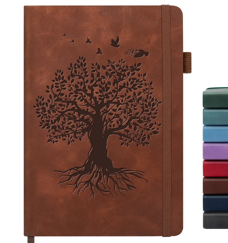 ALKALO Lined Journal Notebook for Women Men, A5 Hardcover Leather Journals for Writing, 200 Pages Thick Paper, Daily Journal Notebook for Work, School, Note Taking, Business, Travel, College Ruled - Image 1