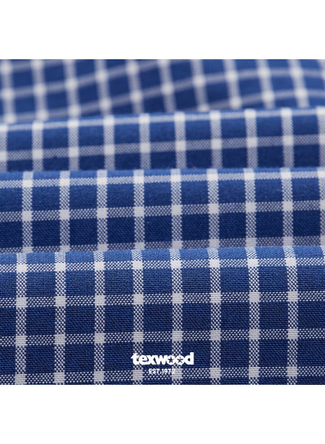 Texwood Apple Men's Autumn Casual Long Sleeve Shirt Mid-aged Business Striped Blue XL - Image 4