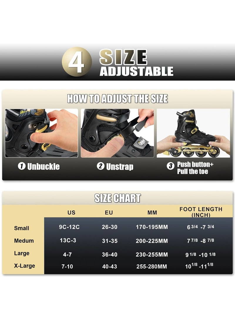Nattork Kids Inline Skates for Boys Girls Kids 4 Sizes Adjustable Blade Skates with Light up Wheels Cool Racing Car Decorations Birthday Gift for Indoor Outdoor Sports - Image 4