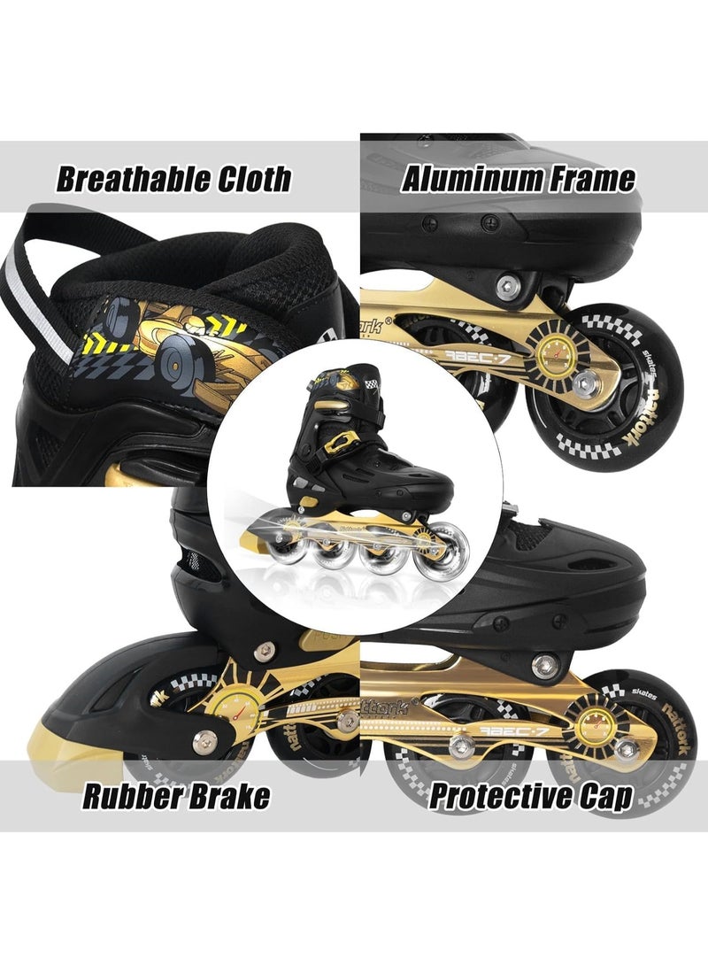 Nattork Kids Inline Skates for Boys Girls Kids 4 Sizes Adjustable Blade Skates with Light up Wheels Cool Racing Car Decorations Birthday Gift for Indoor Outdoor Sports - Image 5