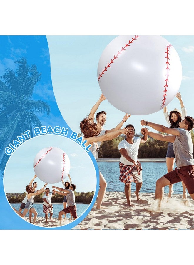 Lewtemi Lewtemi 2 Pcs 27 Inch/ 40 Inch Giant Inflatable Sports Balls Large Inflatable Beach Ball Inflatable Ball for Summer Pool Outdoor Activity Games Toys (Soccer, Baseball,27 Inch)  - Image 5
