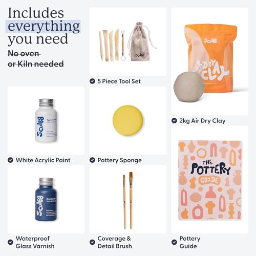Sculpd - The Original Pottery Kit - Complete Air Dry Clay Kit for Adults Includes Sculpting Tools, Varnish, Paint Brushes, Guides, Arts & Crafts Sets, Gloss Varnish - Image 2