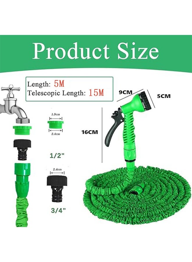 Extendable Water Hose, Flexible Garden Hose, 3x Telescopic Watering Hose with 7 Function Nozzle for Car Washing Garden Watering - 50FT/15M - Image 2
