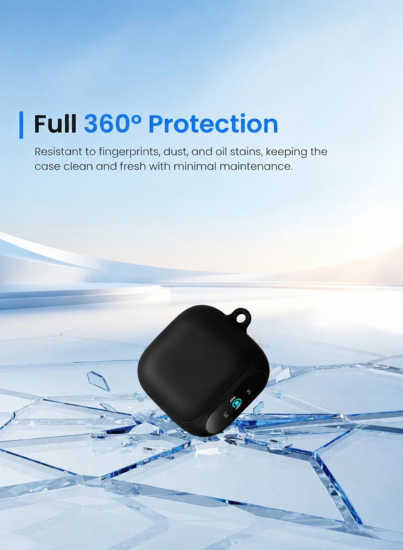 SJet for Liberty 5 Pro Case Cover with Cleaner Kit, Soft Silicone Protective Case for Anker Soundcore Liberty 5 Pro Case for Women Men, Liberty 5 Pro Case Accessories with Keychain (Black) - Image 5
