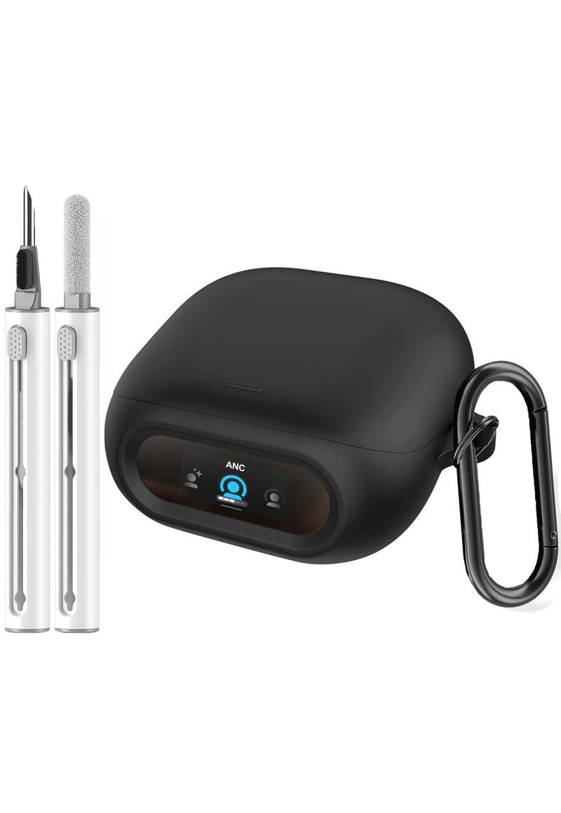 SJet for Liberty 5 Pro Case Cover with Cleaner Kit, Soft Silicone Protective Case for Anker Soundcore Liberty 5 Pro Case for Women Men, Liberty 5 Pro Case Accessories with Keychain (Black) - Image 1