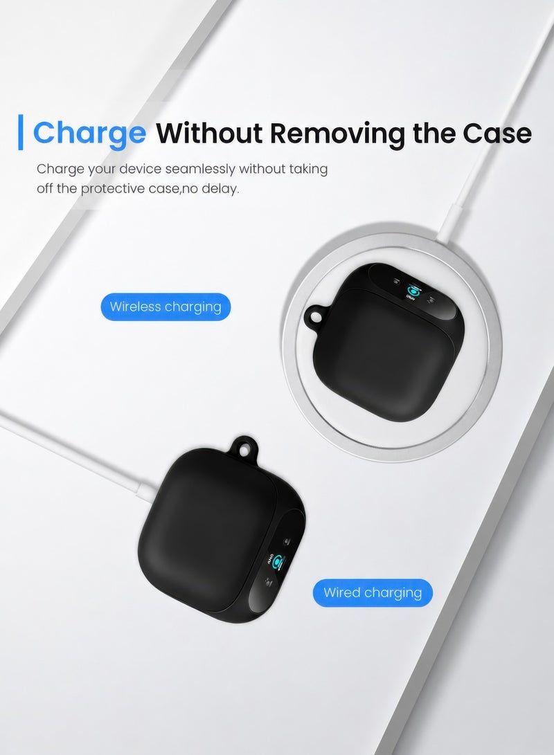 SJet for Liberty 5 Pro Case Cover with Cleaner Kit, Soft Silicone Protective Case for Anker Soundcore Liberty 5 Pro Case for Women Men, Liberty 5 Pro Case Accessories with Keychain (Black) - Image 4