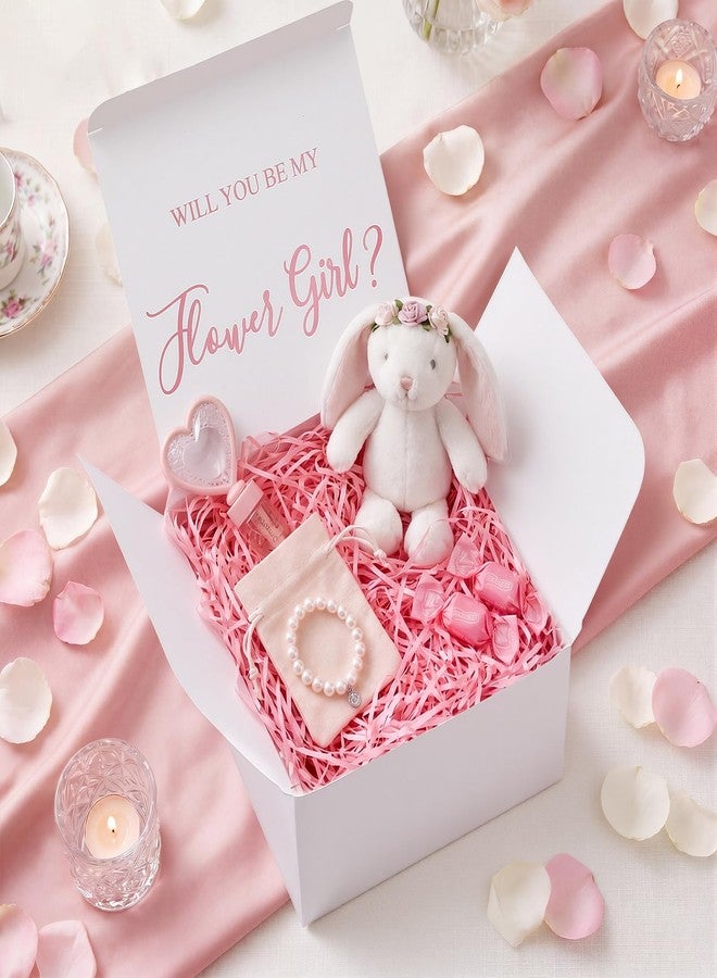 Kolldenn Flower Girl Gift Box 8x8x4 Inch Proposal Empty Box with Printed Lid Will You Be My Flower Girl Foldable Boxes for Wedding Bride Gift Craft Present Packaging - Image 3