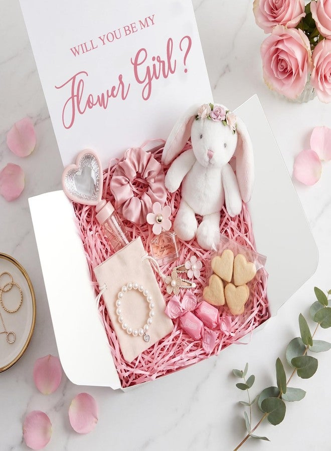 Kolldenn Flower Girl Gift Box 8x8x4 Inch Proposal Empty Box with Printed Lid Will You Be My Flower Girl Foldable Boxes for Wedding Bride Gift Craft Present Packaging - Image 5