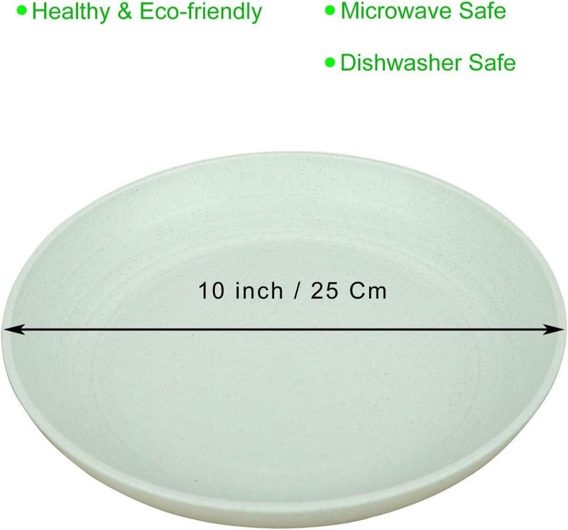 MYTHOS Wheat Straw Plates - 10 Inch Unbreakable Dinner Plates Set of 8 - Dishwasher & Microwave Safe Plates Reusable - Lightweight for Kitchen,R.V BPA Free and Healthy (8, 25 CM Large) - Image 2