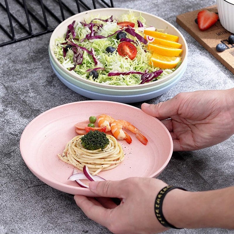 MYTHOS Wheat Straw Plates - 10 Inch Unbreakable Dinner Plates Set of 8 - Dishwasher & Microwave Safe Plates Reusable - Lightweight for Kitchen,R.V BPA Free and Healthy (8, 25 CM Large) - Image 3