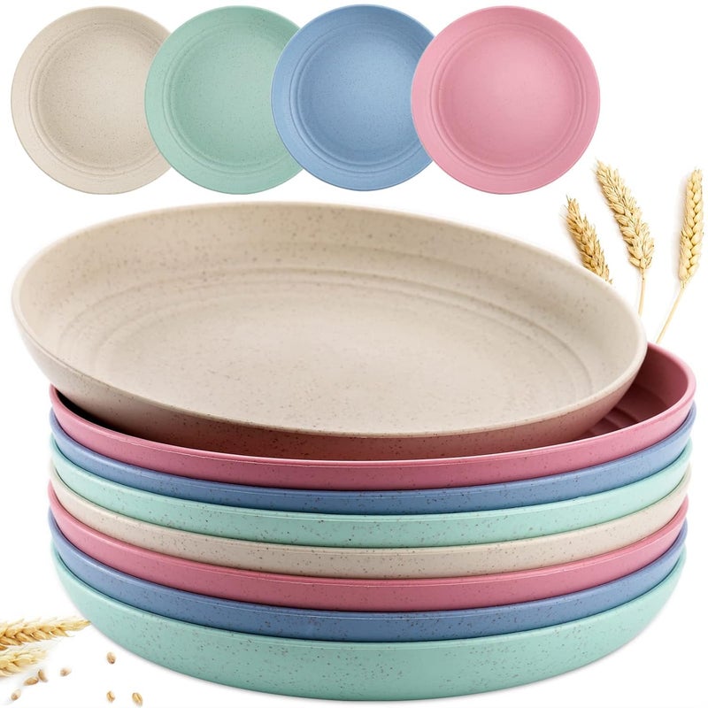 MYTHOS Wheat Straw Plates - 10 Inch Unbreakable Dinner Plates Set of 8 - Dishwasher & Microwave Safe Plates Reusable - Lightweight for Kitchen,R.V BPA Free and Healthy (8, 25 CM Large) - Image 1