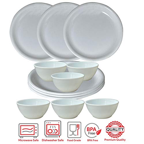 Wonder Homeware Prime Microwave Safe Unbreakable Round Big Plates Set, 6 Pcs Plate & 6 Pcs Katori, White Color, - Image 3