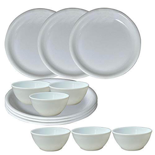 Wonder Homeware Prime Microwave Safe Unbreakable Round Big Plates Set, 6 Pcs Plate & 6 Pcs Katori, White Color, - Image 1