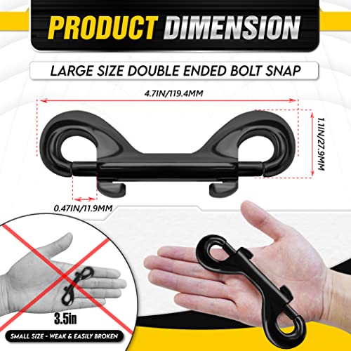 PAMAZY [Extra Durable] 4.7” Double Ended Bolt Snaps Hooks 220LBS Weight Capacity, Heavy-Duty & Rust-Resistant Zinc Alloy Double Sided Clips, Best for Dog Leashes, Awnings, Sports Equipment, Boating (2 Pack) - Image 3