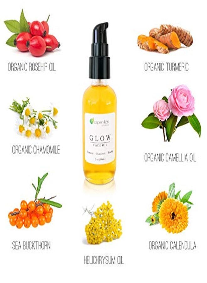 Aspen Kay Naturals - Rosehip Face Oil, Natural & Organic Face Moisturizer With Turmeric And Chamomile - Facial Serum - 2 Oz - Image 1