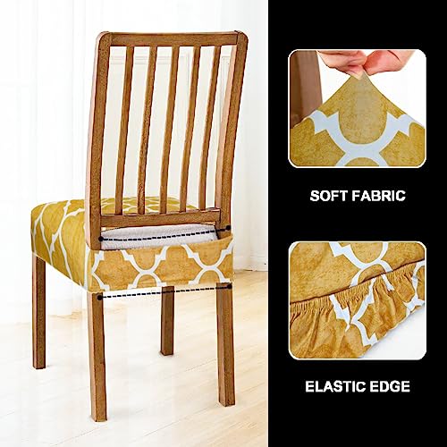 FABANE Universal Size Dining Chair Seat Cover Set of 6 Seater pcs are Easily Washable Strechable and Comfortable for Dining Room Home Decor Slip Cover (Gold Pattern) - Image 2