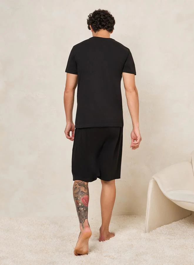 ستايلي Dream Team Slogan Print T-Shirt & Shorts Set