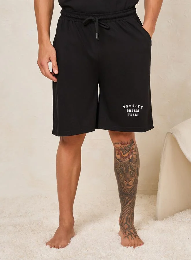 ستايلي Dream Team Slogan Print T-Shirt & Shorts Set