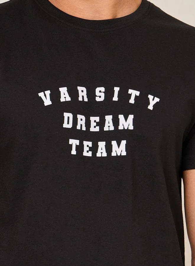 ستايلي Dream Team Slogan Print T-Shirt & Shorts Set