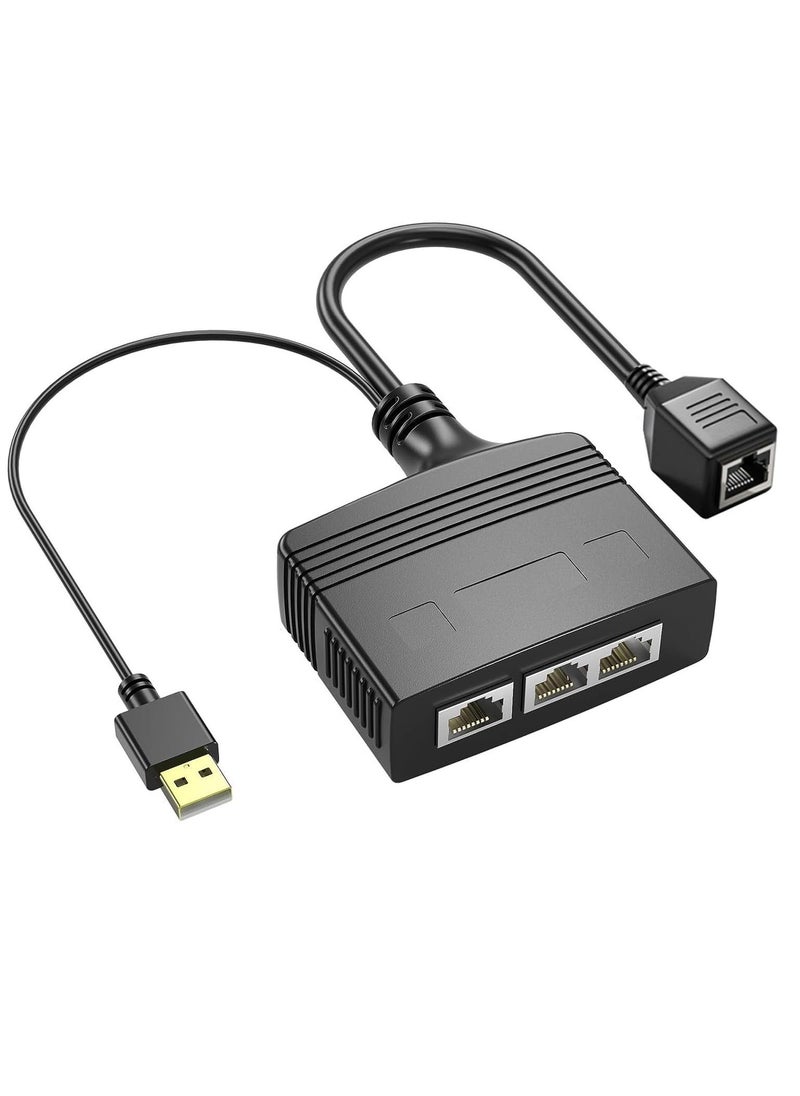 Generic - RJ45 Ethernet Splitter 1 to 2 Out, with USB Power Cable, RJ45 Internet Splitter Adapter 1000Mbps High Speed for Cat 5/5e/6/7/8 Cable, Support Two Devices Working Simultaneously - Image 1