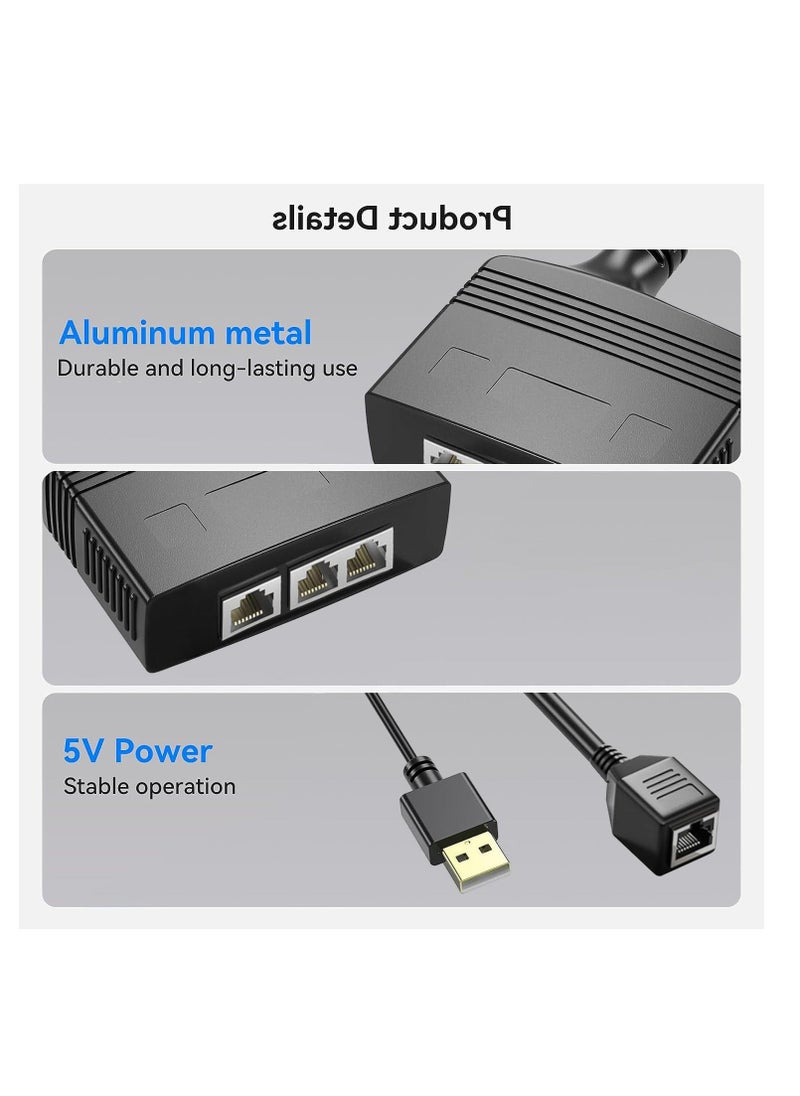 Generic - RJ45 Ethernet Splitter 1 to 2 Out, with USB Power Cable, RJ45 Internet Splitter Adapter 1000Mbps High Speed for Cat 5/5e/6/7/8 Cable, Support Two Devices Working Simultaneously - Image 1