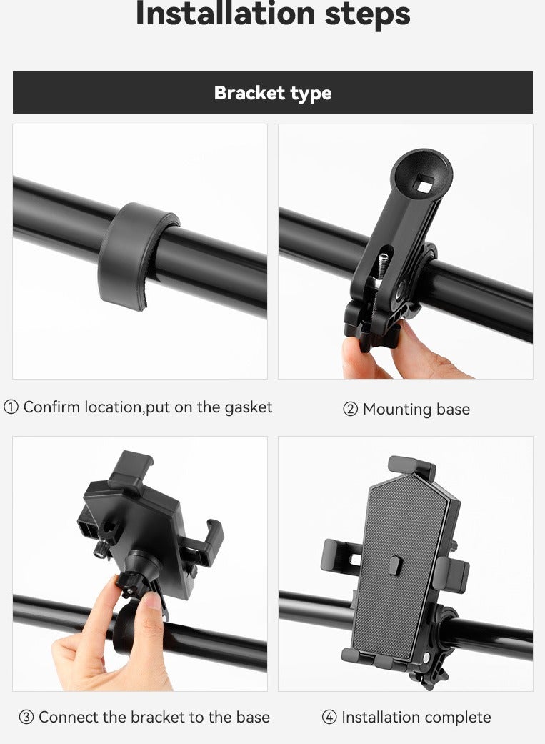 Arabest Bike Phone Holder Mount, Secure Handlebar Phone Mount Holder for Bike and Motorcycle, Suitable for iPhone and 4.5-6.8" Smartphones, Black  - Image 4