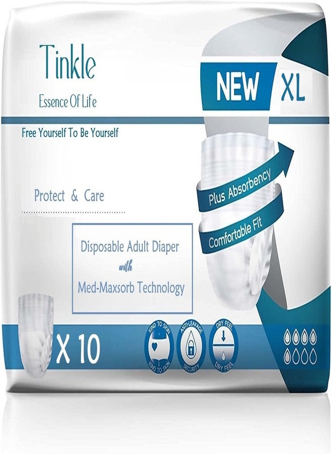 Tinkle Adult Diapers, Tape Style | Unisex Adult Diapers Extra Large (XL) | Waist Size 122-145Cm (48-57Inch) | Pack Of 10 | Leak Proof | Extra Absorb | Quick Dry Sheet | Leak Shield | Wetness Indicator - Image 1