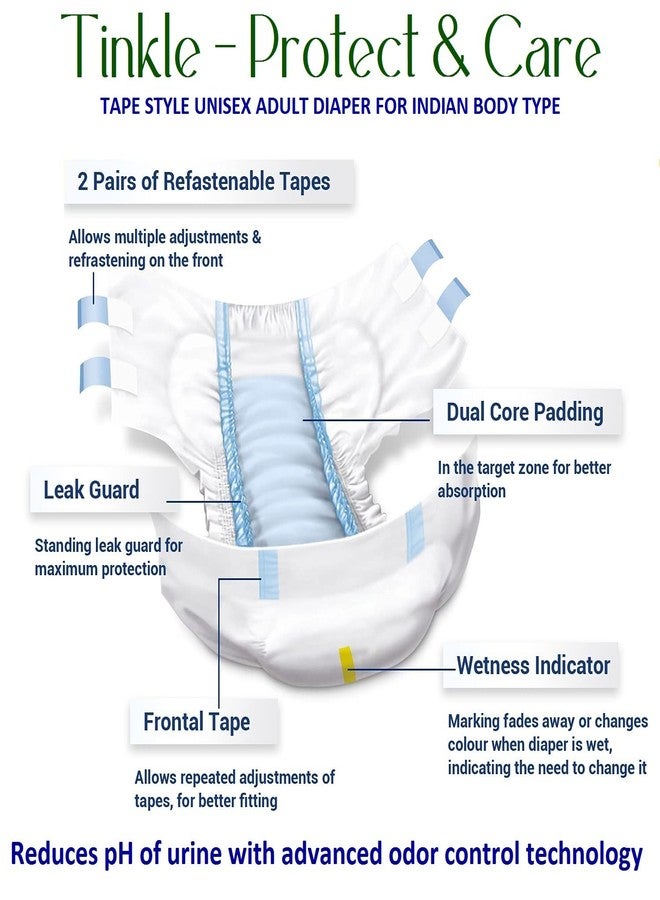 Tinkle Adult Diapers, Tape Style | Unisex Adult Diapers Extra Large (XL) | Waist Size 122-145Cm (48-57Inch) | Pack Of 10 | Leak Proof | Extra Absorb | Quick Dry Sheet | Leak Shield | Wetness Indicator - Image 3
